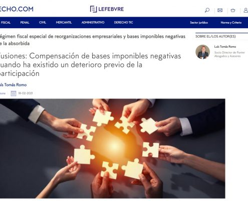 Fusiones: Compensación de bases imponibles negativas cuando ha existido un deterioro previo de la participación