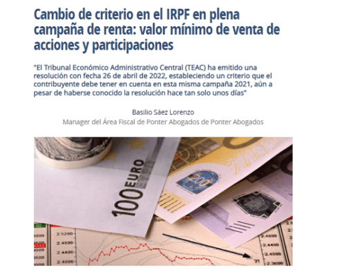 Cambio de criterio en el IRPF en plena campaña de renta: valor mínimo de venta de acciones y participaciones